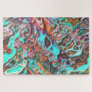 Colorful Funky Fun Faux 3D Blur Waves Art Patroon Legpuzzel
