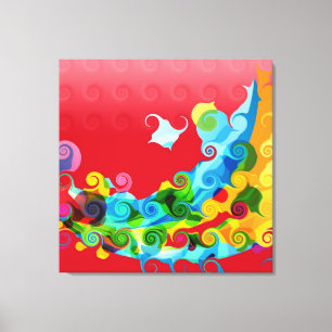 Colorful Funky Retro Swirl die Abstracte Kunst sch Canvas Afdruk