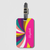 Colorful Funky Stripes Pattern Bagagelabel (Voorkant (verticaal))