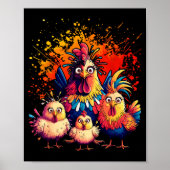 Colorful Funny Chicken Art Poster (Voorkant)