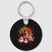 Colorful Funny Chicken Art Sleutelhanger (Voorkant)