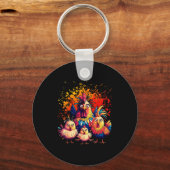 Colorful Funny Chicken Art Sleutelhanger (Voorkant)