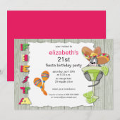 Colorful Funny Fiesta Birthday Uitnodiging (Voorkant / Achterkant)