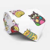 Colorful Funny Funky Cats Pattern Stropdas (Opgerold)