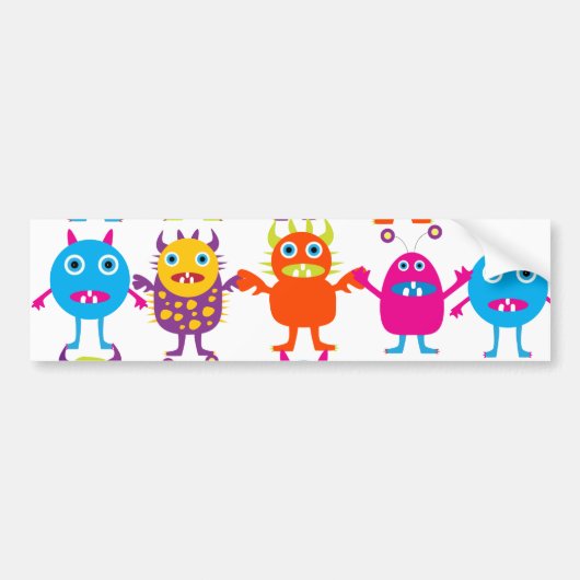 Colorful Funny Monster Party Creath Bash Bumpersticker (Voorkant)