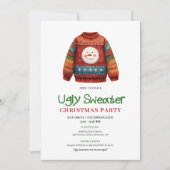 Colorful Funny Ugly Sweater Xmas Invitation (Devant)