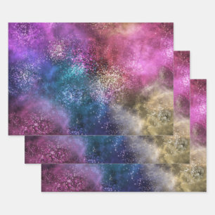Colorful Galaxy Pattern Inpakpapier Vel