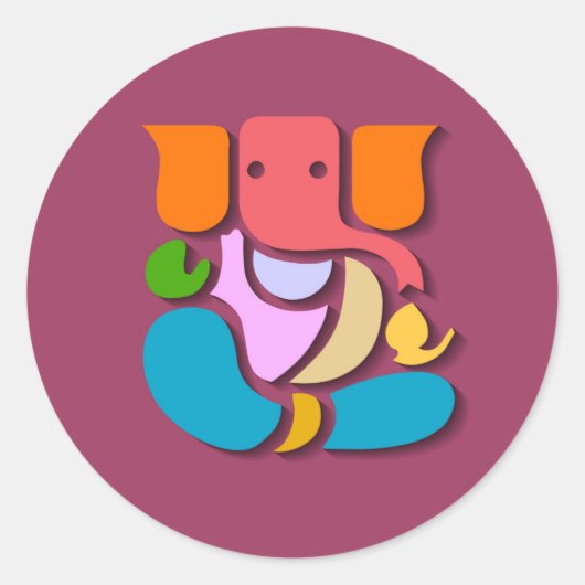 Colorful Ganesha Ronde Sticker (Voorkant)