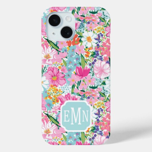 Colorful Garden Monogrammed Case-Mate iPhone Case (Achterkant)