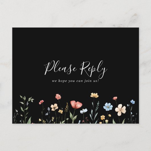 Colorful Garden wildflower Menu Choice RSVP (Devant)