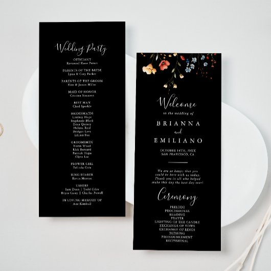 Colorful Garden wildflower Wedding Program Programma