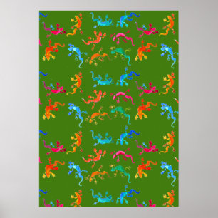 Colorful geckos natuur waterverf illustratie poster