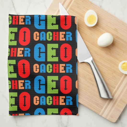 Colorful Geocacher Arrows Theedoek (Quarter Fold)