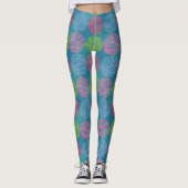 Colorful Geometric Abstract Circles On Blue Leggings (Voorkant)