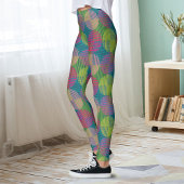Colorful Geometric Abstract Circles On Green Leggings