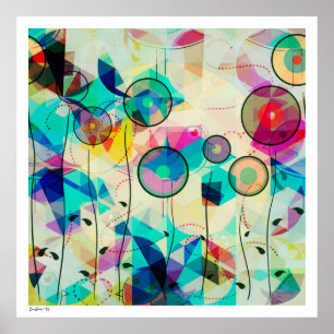 Colorful Geometric Abstracte Digital Art Poster