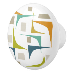 Colorful Geometric Arcs Mid Century Modern Keramische Knop