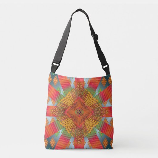 Colorful Geometric Boho Crossbody Tote Bag – Moder (Voorkant)