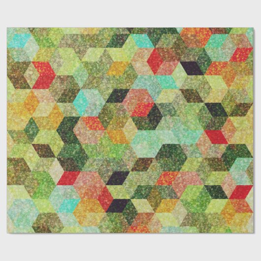 Colorful Geometric Cubes Pattern Cadeaupapier (Vlak)