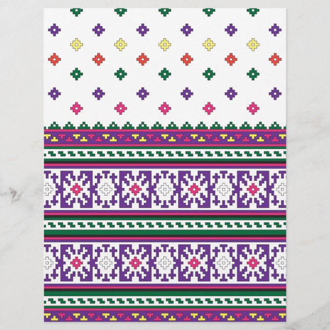 Colorful Geometric Folk Art-ontwerp met bloemen (Voorkant)