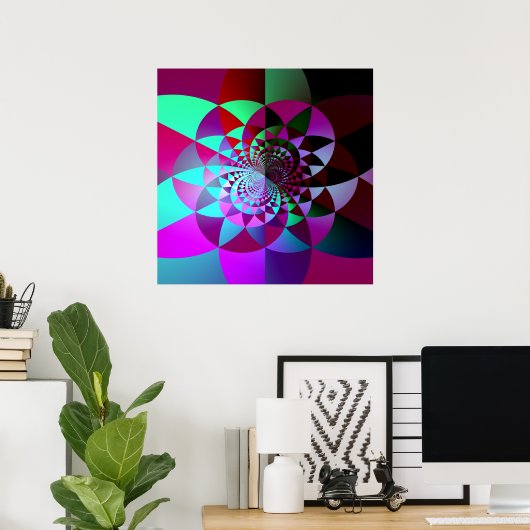 Colorful Geometric Fractal Abstract Poster (Thuiskantoor)