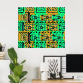 Colorful Geometric Glitch Pattern  Poster (Thuiskantoor)