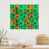 Colorful Geometric Glitch Pattern  Poster (Keuken)