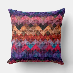 Colorful Geometric Pattern Burlap Rustic #3 Kussen
