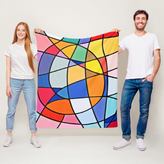 Colorful Geometric Pattern Fleece Deken (In situ)