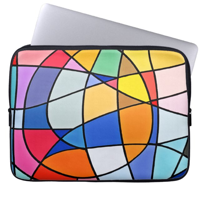 Colorful Geometric Pattern Laptop Sleeve (Voorkant)