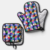 Colorful Geometric Pattern Ovenwant & Pannenlap Set (Voorkant / Achterkant)