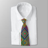 Colorful geometric pattern tie displayed front  stropdas (Gebonden)