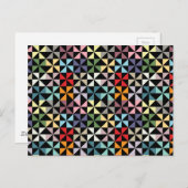 Colorful Geometric Pinrad Black Briefkaart (Voorkant / Achterkant)