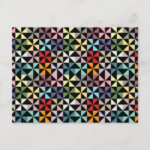 Colorful Geometric Pinrad Black Briefkaart