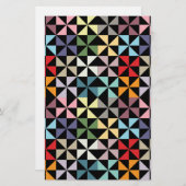 Colorful Geometric Pinrad Black Briefpapier (Voorkant / Achterkant)