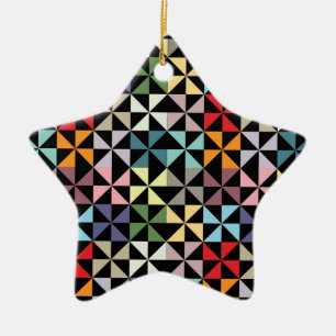 Colorful Geometric Pinrad Black Keramisch Ornament