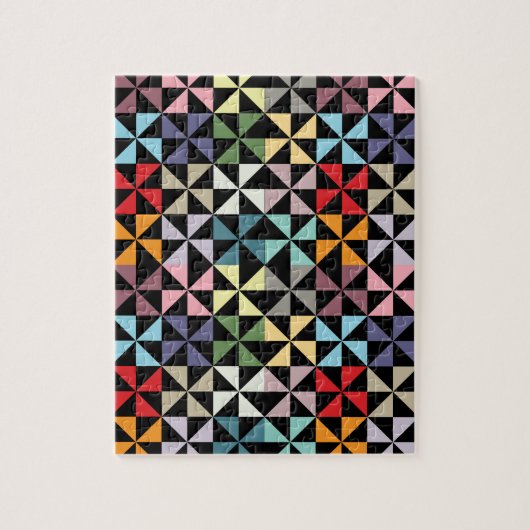 Colorful Geometric Pinrad Black Legpuzzel (Verticaal)