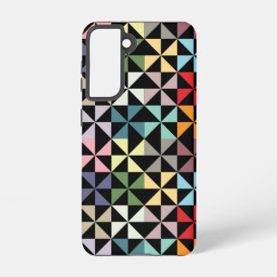Colorful Geometric Pinrad Black Samsung Galaxy Hoesje
