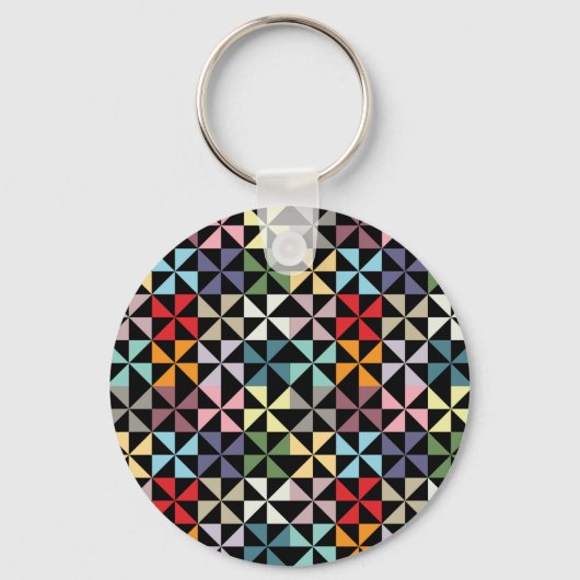 Colorful Geometric Pinrad Black Sleutelhanger (Voorkant)