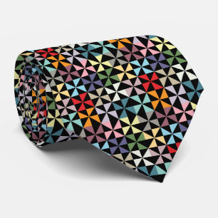 Colorful Geometric Pinrad Black Stropdas