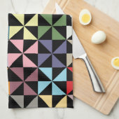 Colorful Geometric Pinrad Black Theedoek (Quarter Fold)