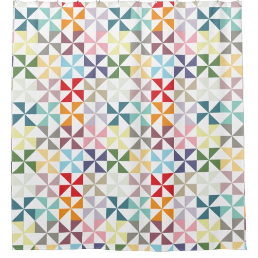 Colorful Geometric Pinrad Douchegordijn (Voorkant)