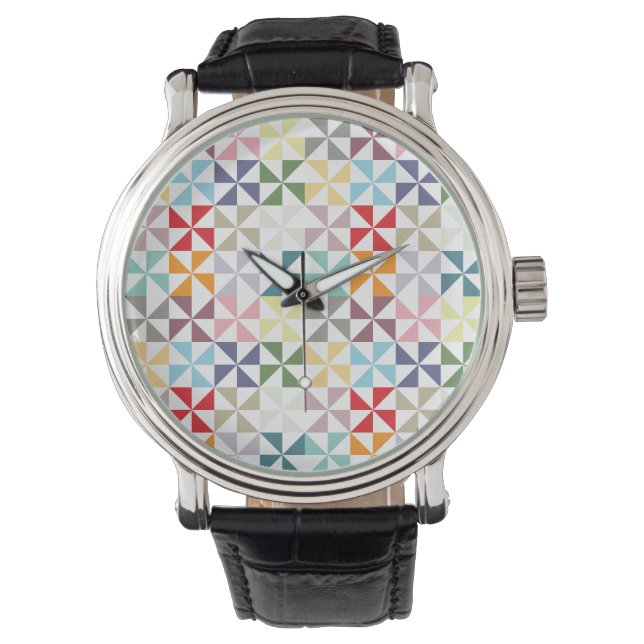 Colorful Geometric Pinrad Horloge (Voorkant)