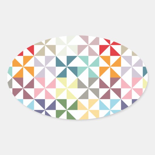 Colorful Geometric Pinrad Ovale Sticker (Voorkant)
