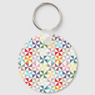 Colorful Geometric Pinrad Sleutelhanger