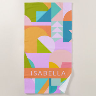 Colorful Geometric Shapes Collage Personalized Strandlaken
