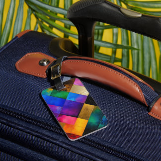 Colorful Geometric Squares Bagagelabel