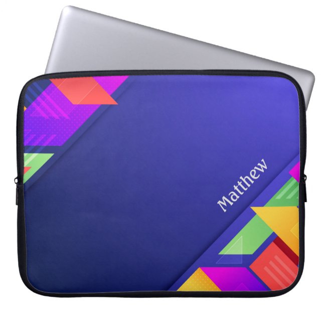 Colorful Geometric Texture with Customization Laptop Sleeve (Voorkant)