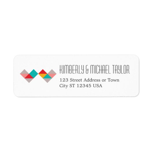 Colorful Geometric Triangle Hearts Weddenschap Etiket (Voorkant)