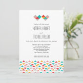 Colorful Geometric Triangle Hearts Weddenschap Kaart (Staand voorkant)